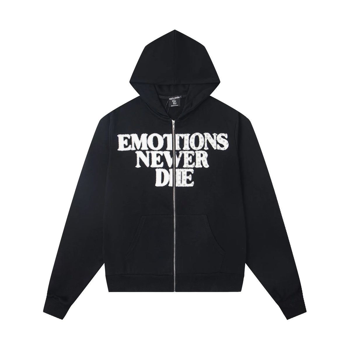 MIXED EMOTION “Emotions Never Die” Zip-Up Hoodie – Minimal Streetwear