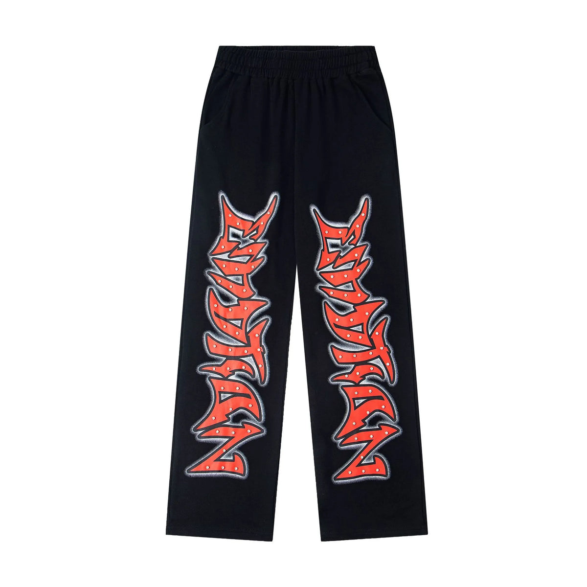 Mixed Emotion Emotion Flame Graphic Sweatpants – Black Streetwear Jogger Pants