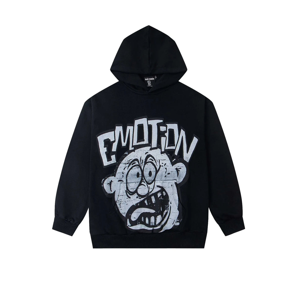 MIXED EMOTION Cartoon Face Graphic Hoodie – Chaos Streetwear Pullover