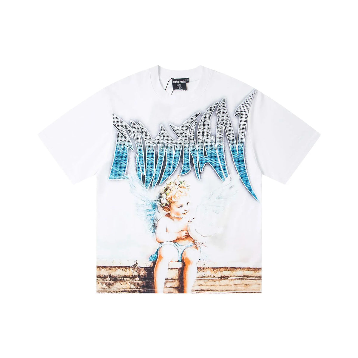 Mixed Emotion Angel Graphic T Shirt Oversized White Streetwear Tee