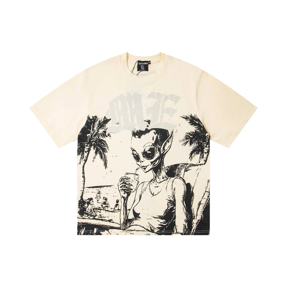 Mixed Emotion Alien Beach Graphic T-Shirt
