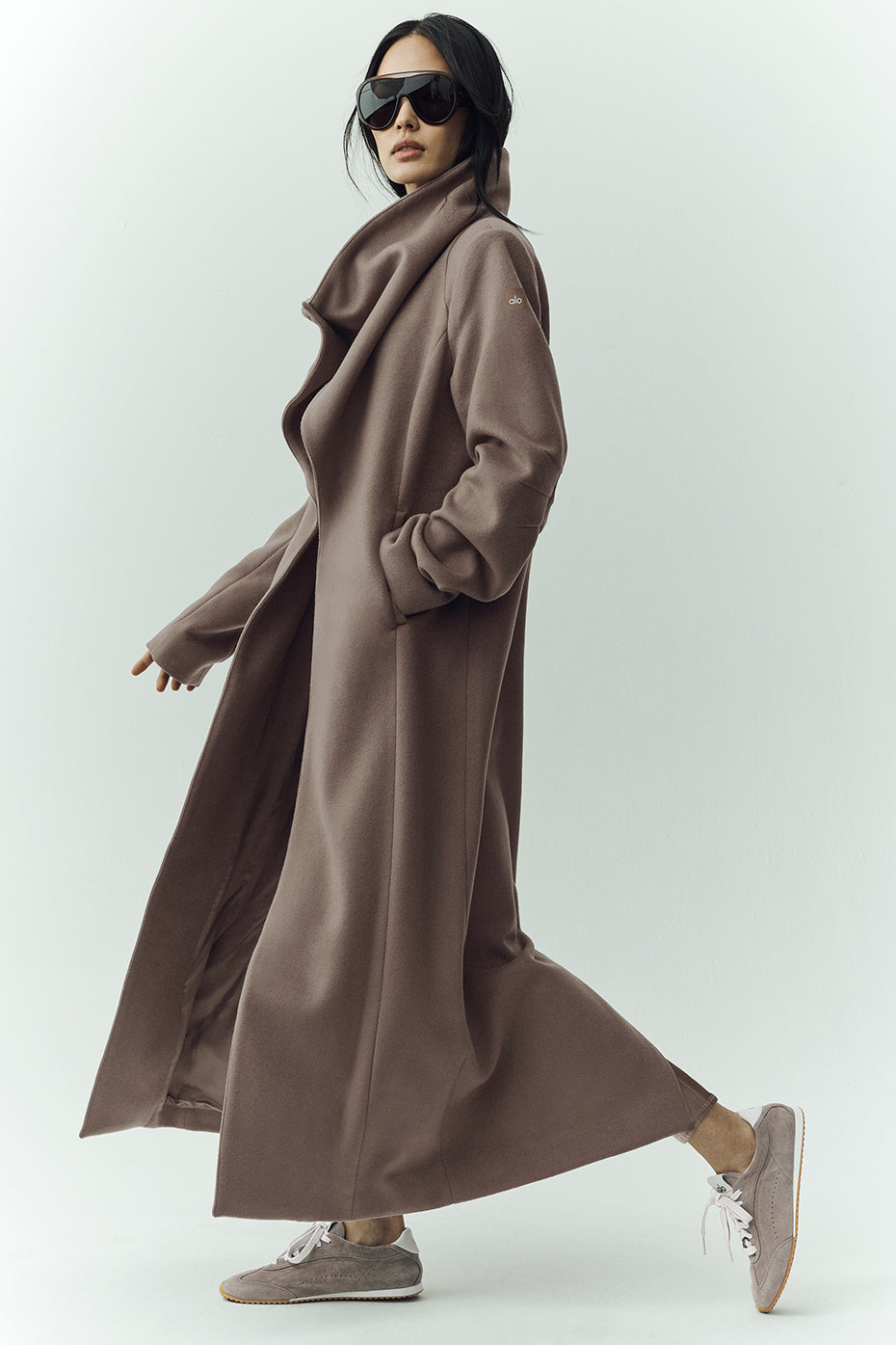 Alo Yoga Wool Blend Nightfall Long Coat - Alpine Cocoa Heather - imagen 2