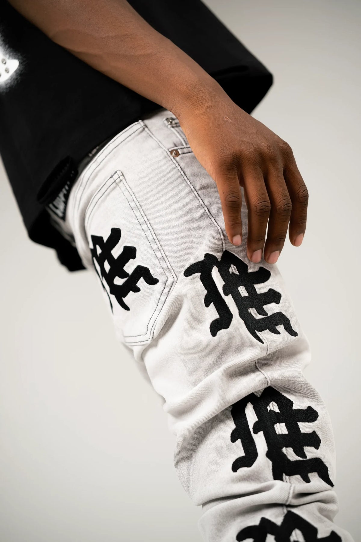 Mixed Emotion Monogram Denim Grey Wash