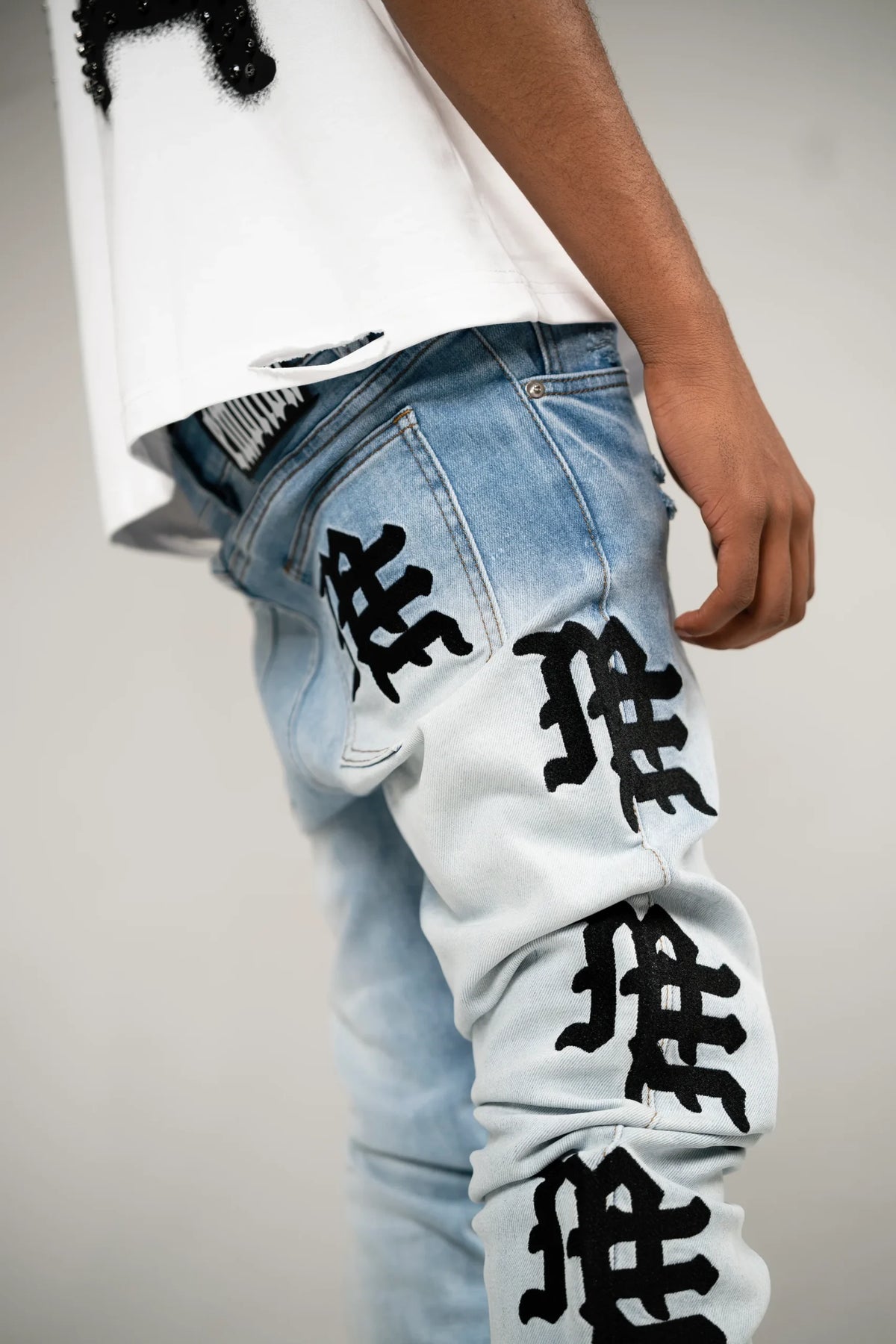 Mixed Emotion Monogram Denim Light Blue Wash