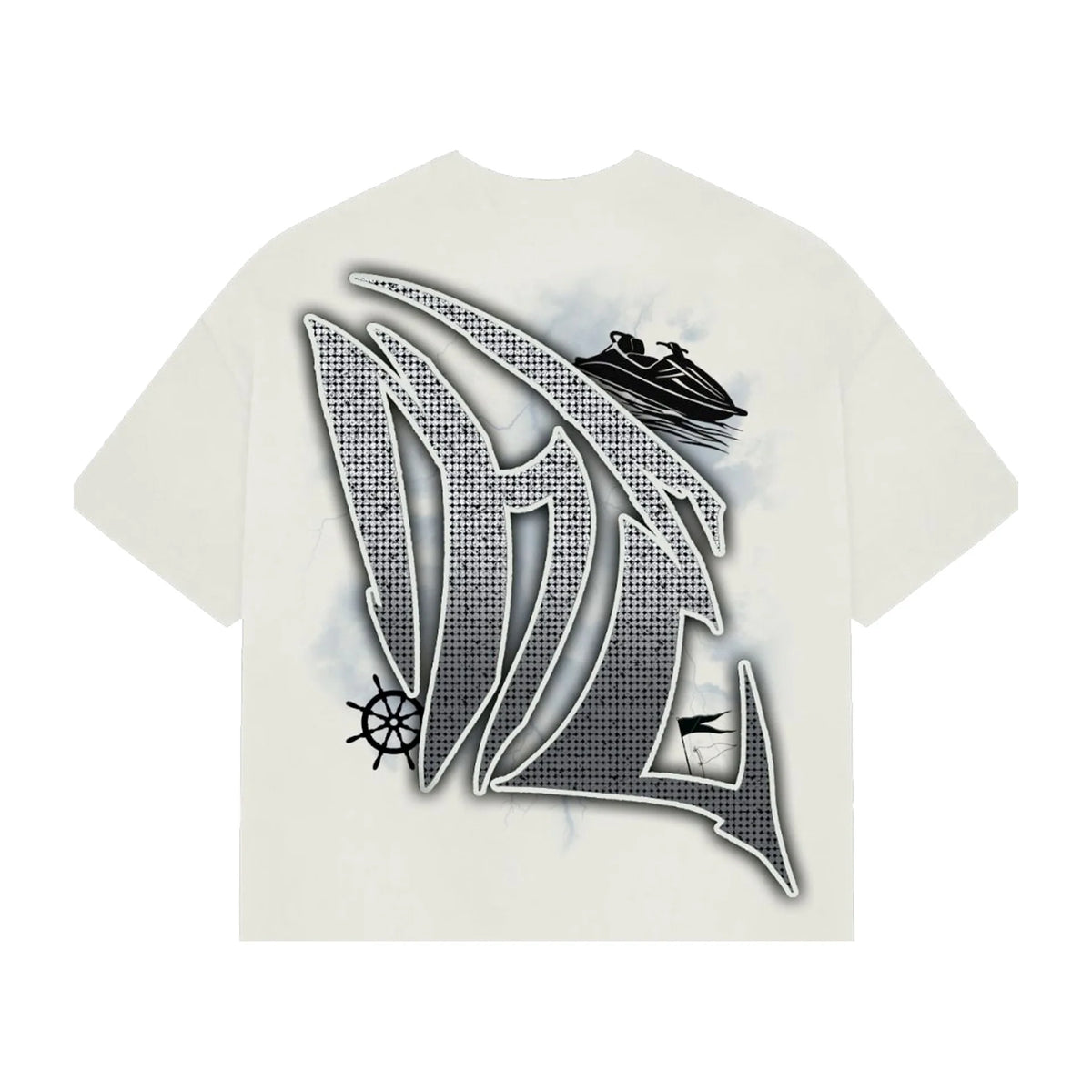 Mixed Emotion Cream Jetski Rhinestone Tee