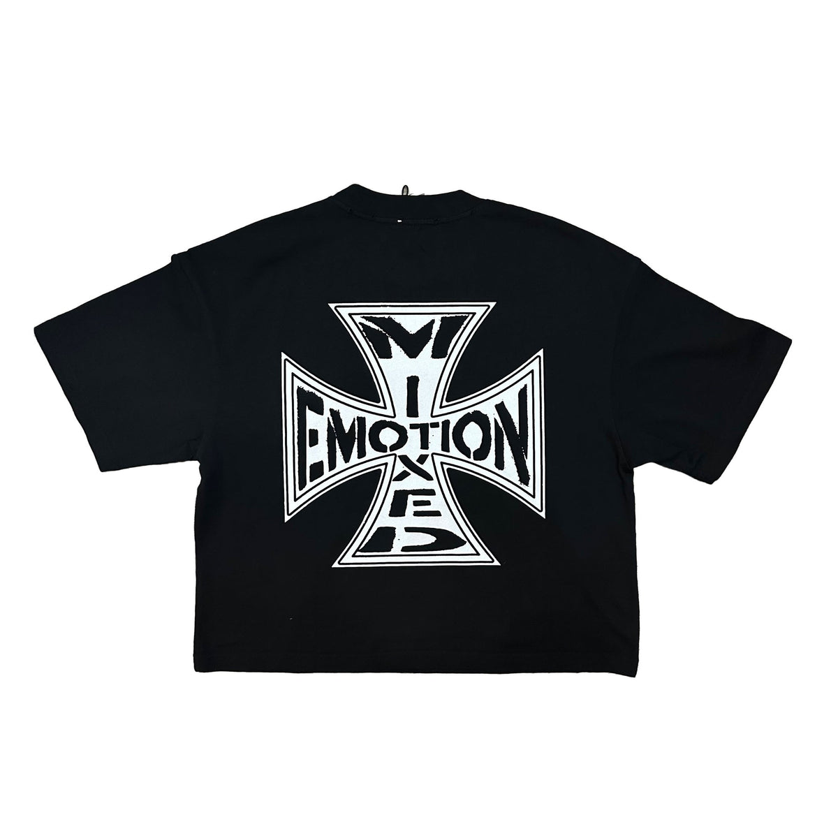 Mixed Emotion Black Iron Cross Distressed Shirt