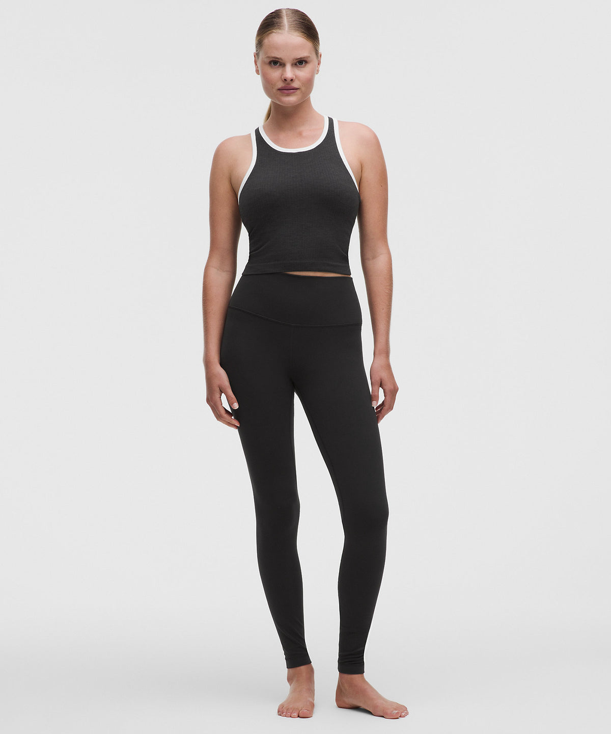 Lululemon Ebb to Street Cropped Racerback Tank Top Contrast - Black - imagen 3