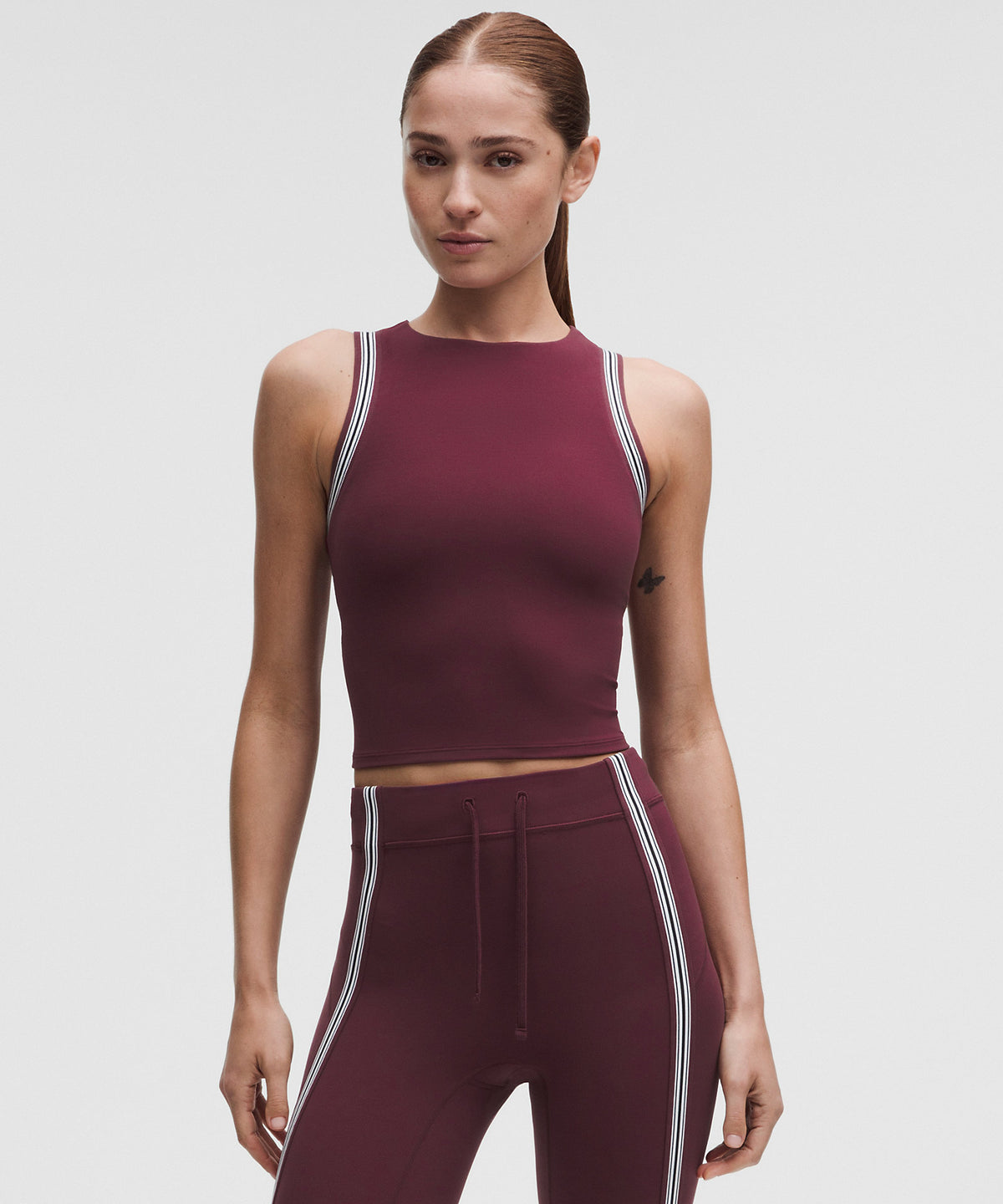 Lululemon Groove High-Neck Tank Top Stripe Trim - Burgundy Bay - imagen 1