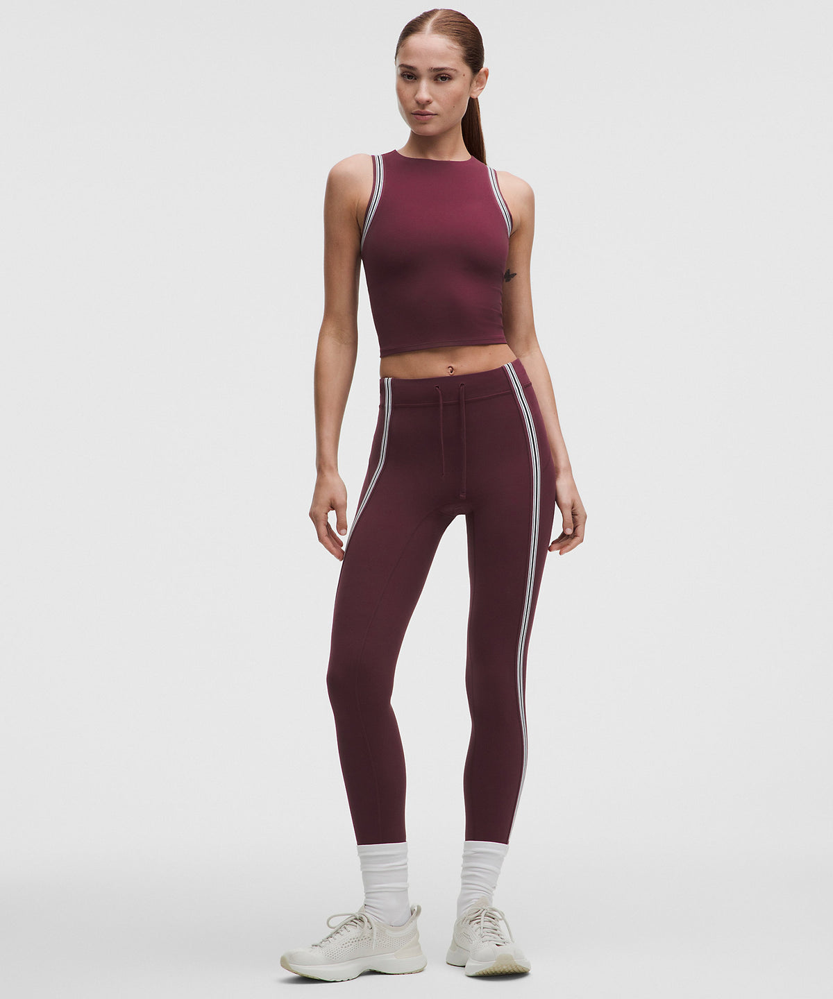 Lululemon Groove High-Neck Tank Top Stripe Trim - Burgundy Bay - imagen 3