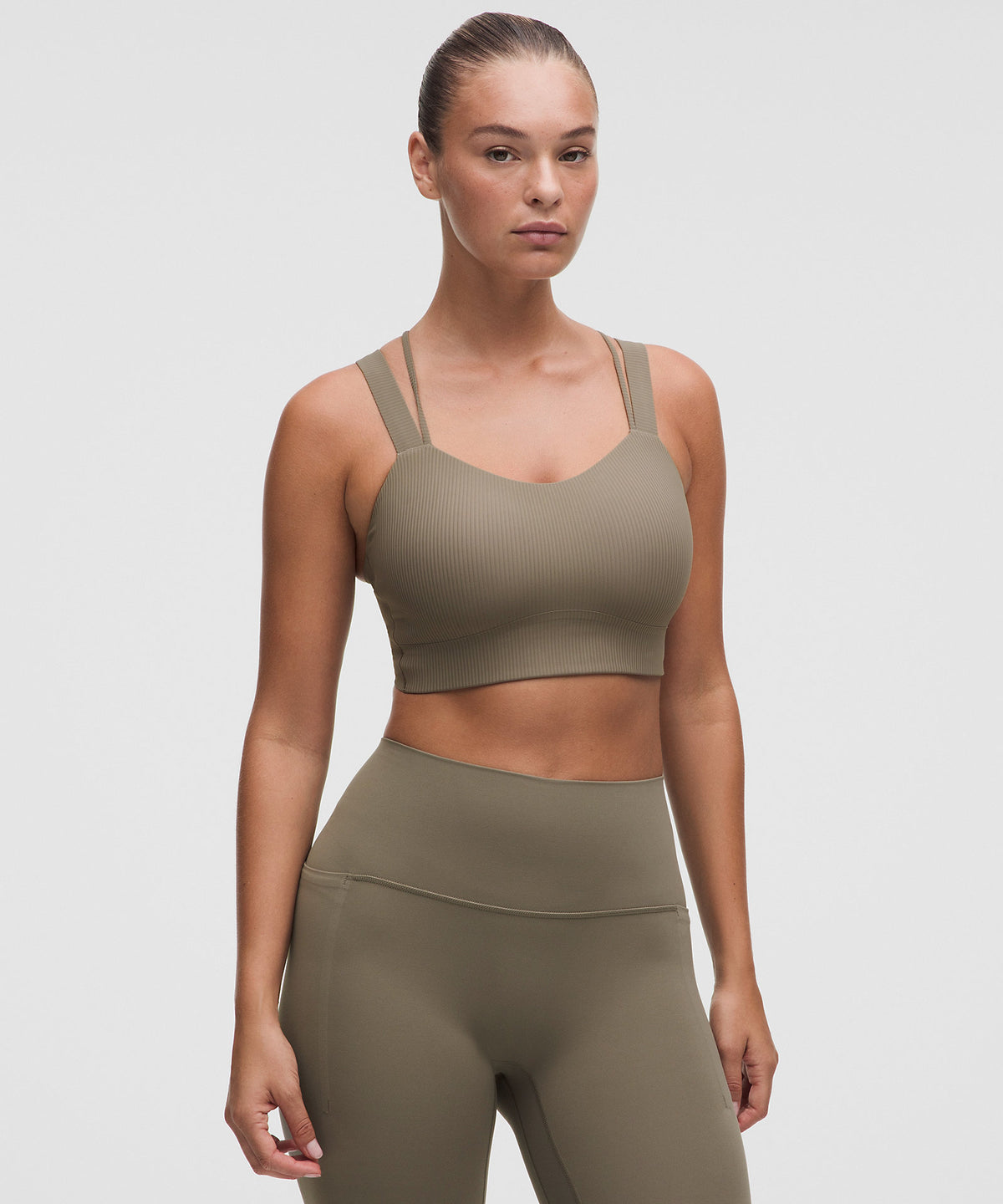 Lululemon Like a Cloud Ribbed Longline Bra Light Support, D/DD Cup - Cypress Forest - imagen 1
