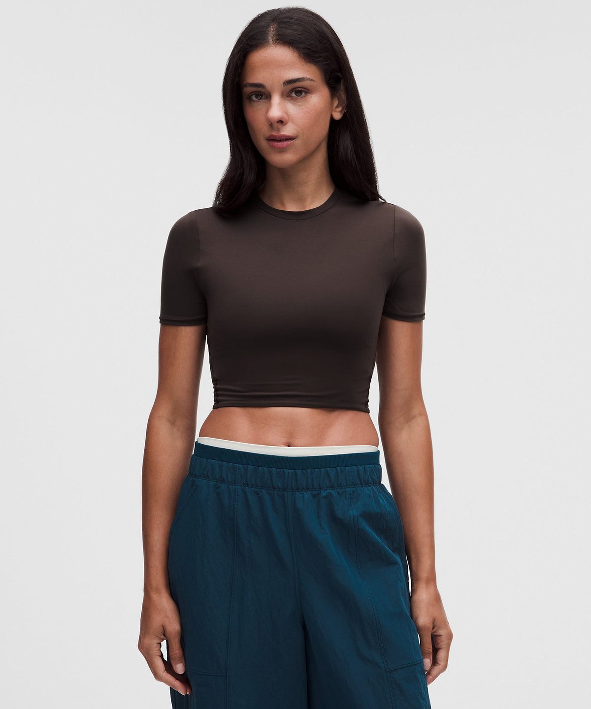 Lululemon Wundermost Ultra-Soft Nulu Crewneck Cropped T-Shirt - Mahogany Muse - imagen 1