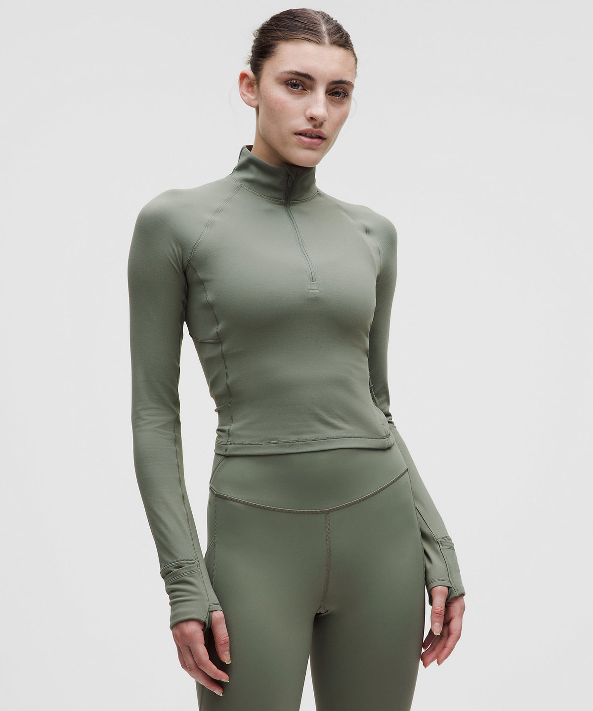 Lululemon It's Rulu Cropped Half Zip Updated - Willow Leaf - imagen 1