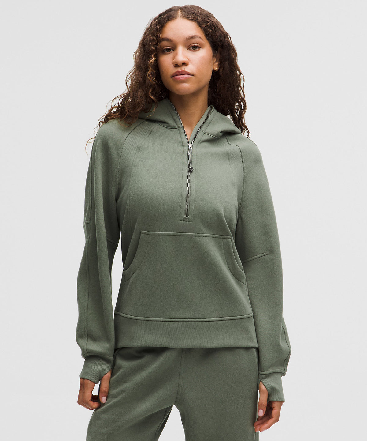 Lululemon Scuba Oversized Half-Zip Hoodie Long - Willow Leaf - imagen 1