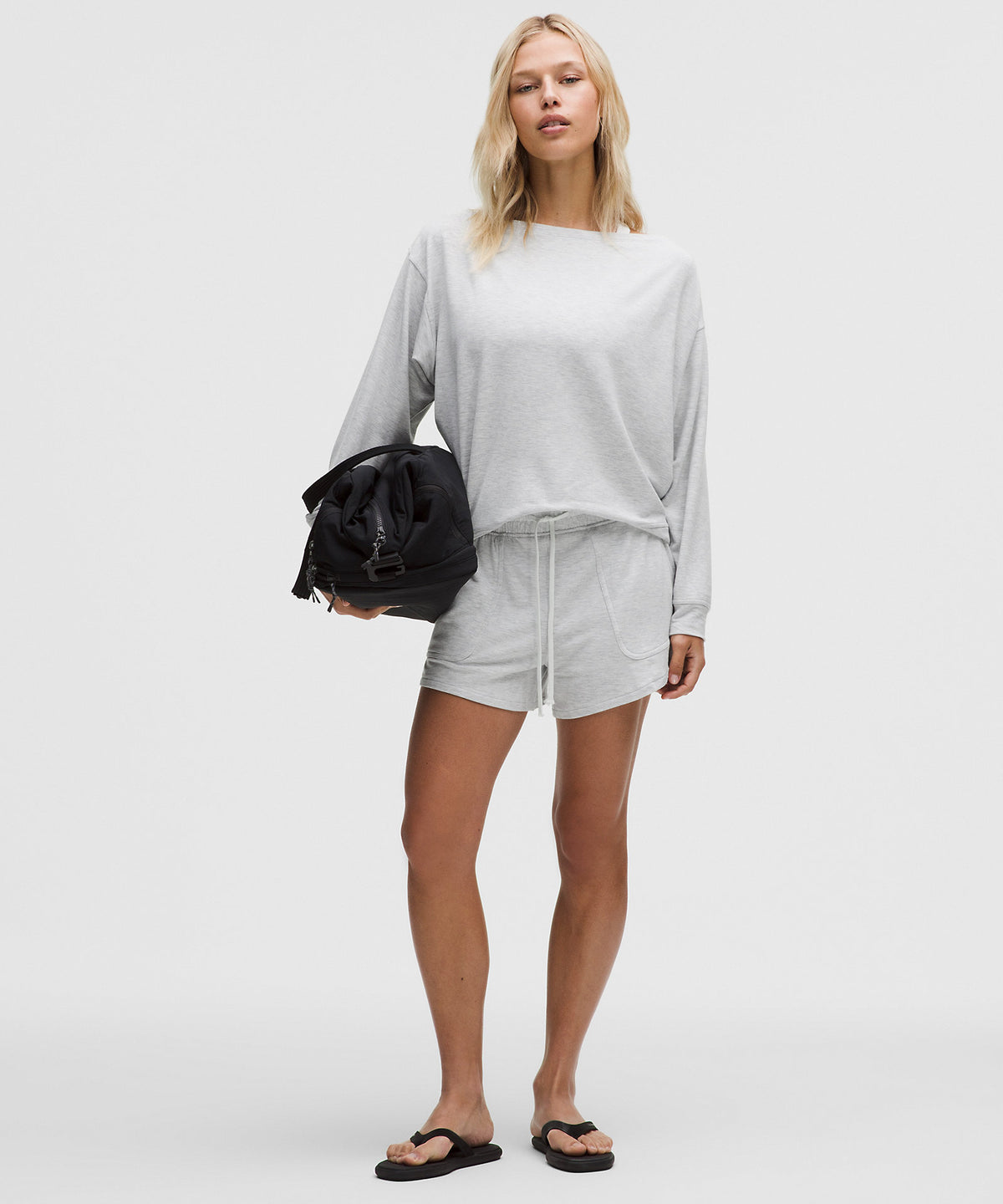 Lululemon BeCalm Oversized Boatneck Long-Sleeve Shirt - Heathered Core Ultra Light Grey - imagen 2