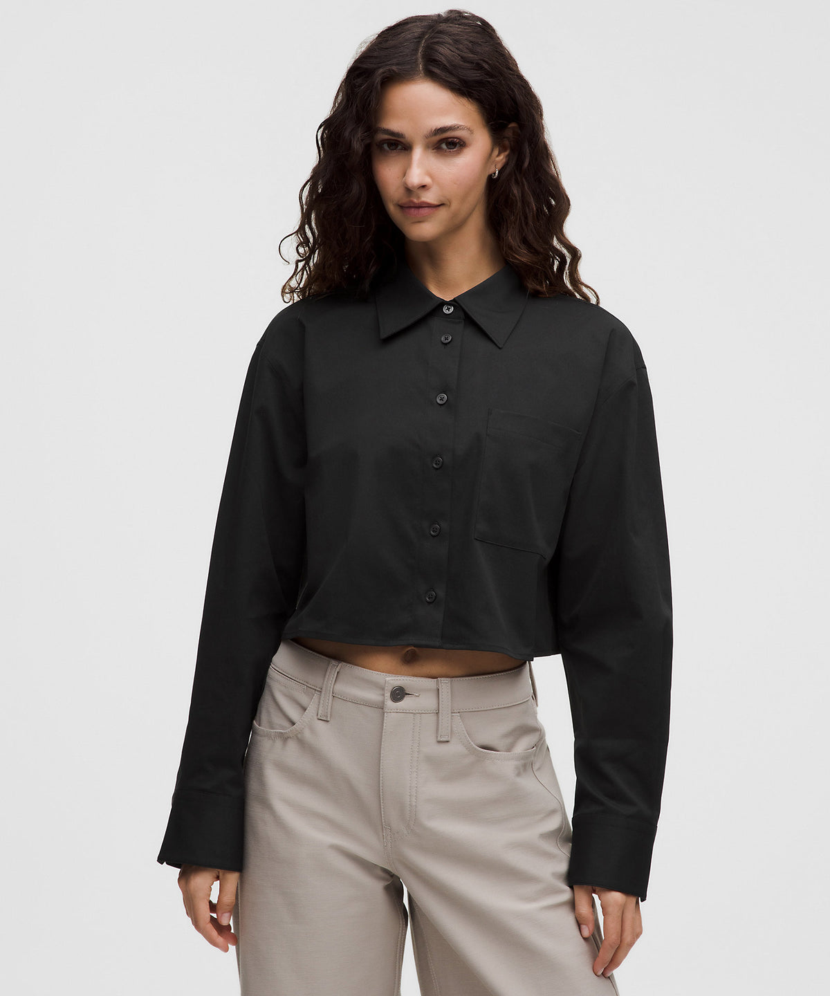 Lululemon Woven Cropped Button-Up Long-Sleeve Shirt - Black - imagen 1