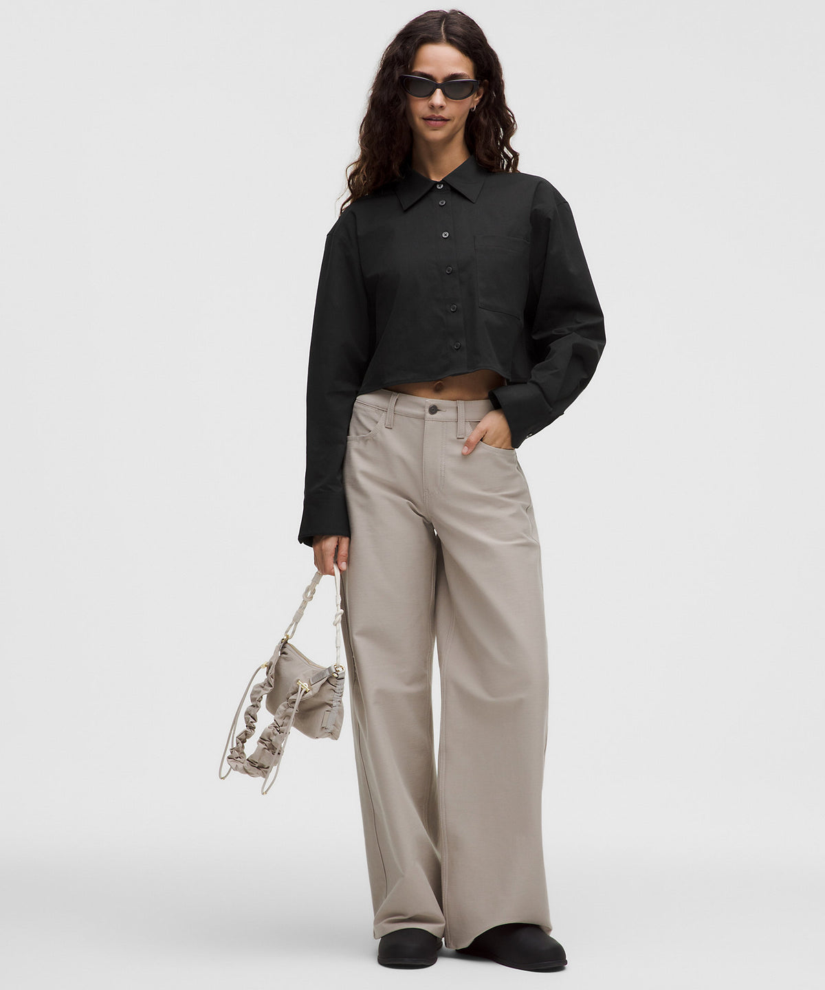 Lululemon Woven Cropped Button-Up Long-Sleeve Shirt - Black - imagen 2