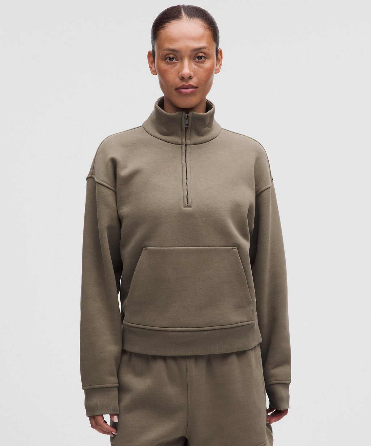 Lululemon Women's Steady State SuperLoft Funnel-Neck Half Zip - Cypress Forest - imagen 1