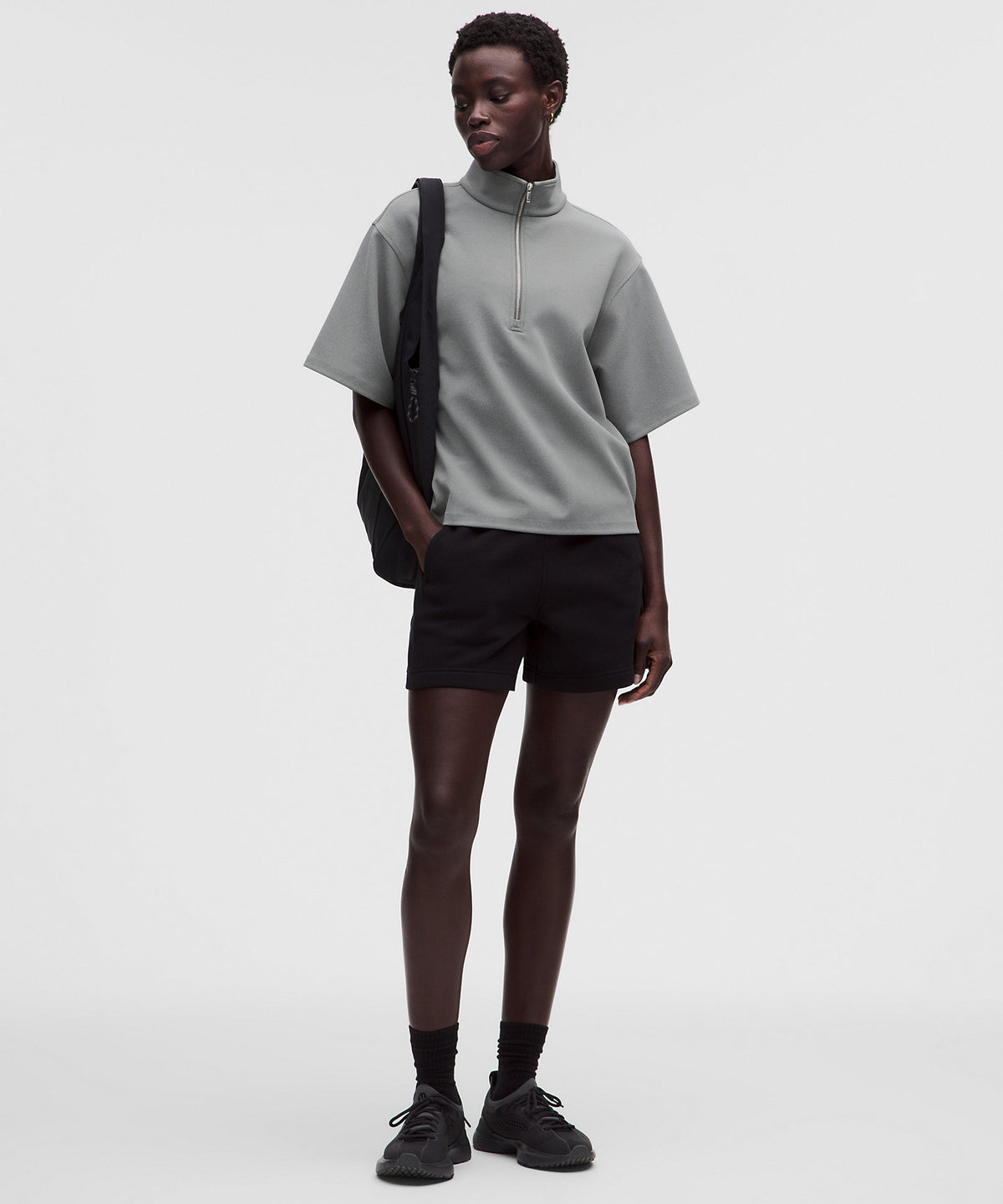 Lululemon Daydrift Short-Sleeve Half Zip Twill - Heathered Onyx Grey - imagen 2