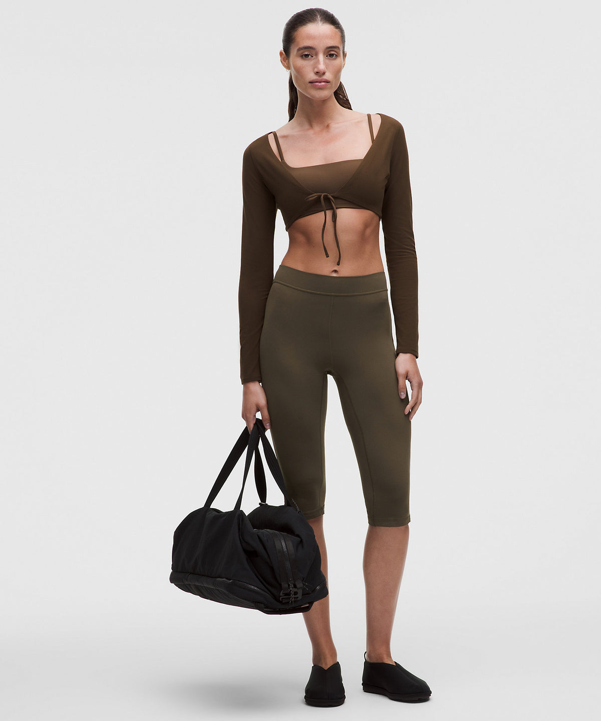 Lululemon Groove High-Rise Notched-Hem Crop 15" - Olive Brown - imagen 1