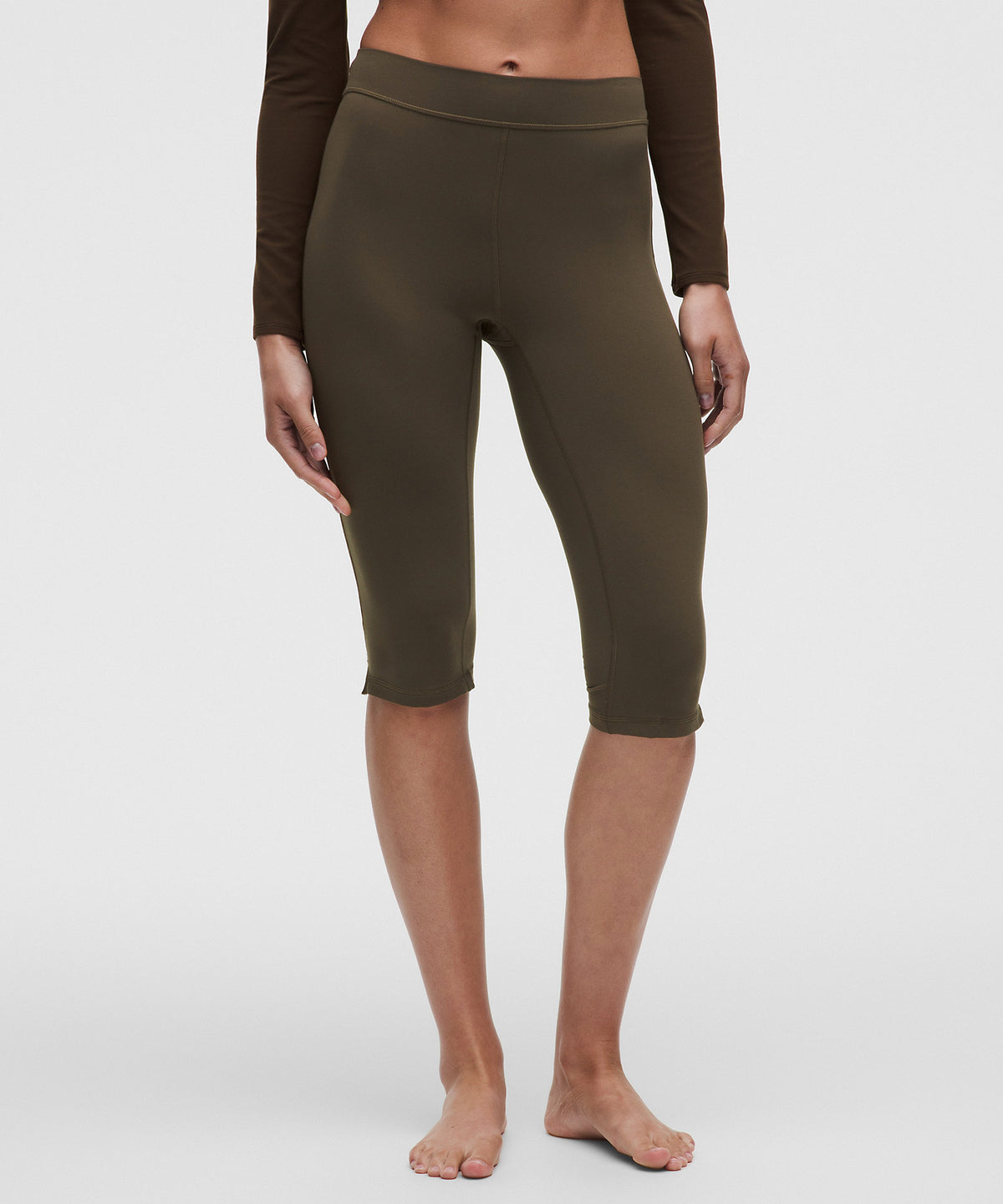 Lululemon Groove High-Rise Notched-Hem Crop 15" - Olive Brown - imagen 2