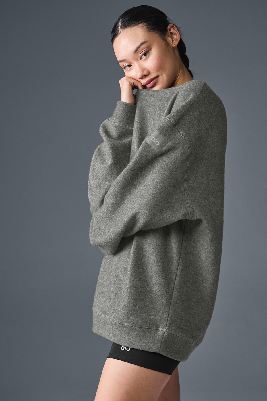 Alo Yoga Triumph Restore Crew Neck Sweatshirt - Grey Triblend - imagen 3