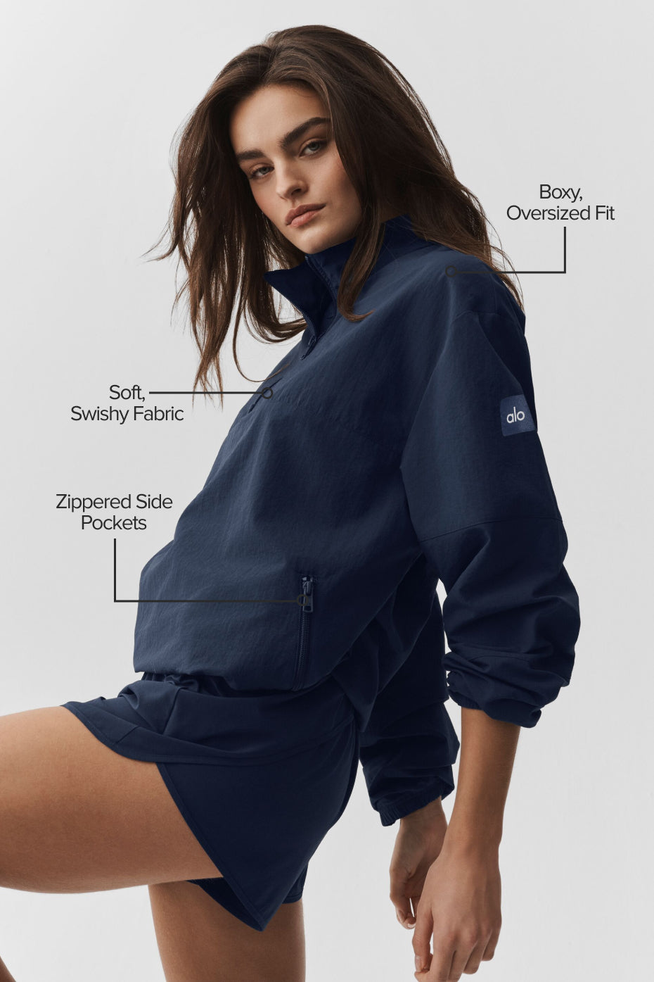 Alo Yoga Light Weight Takeaway Track Pullover - Navy - imagen 2