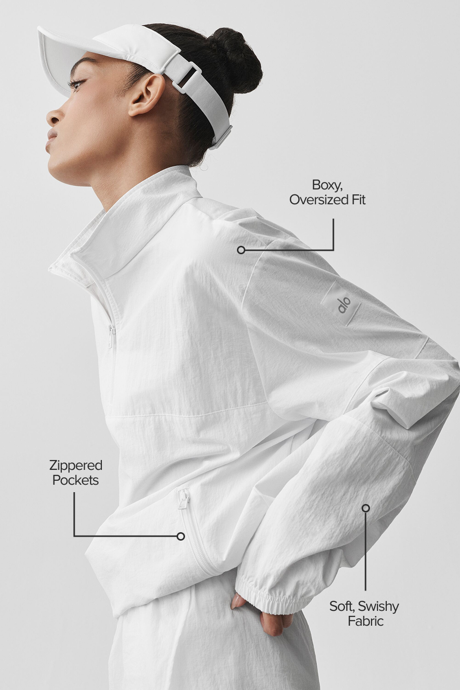 Alo Yoga Light Weight Takeaway Track Pullover - White - imagen 2