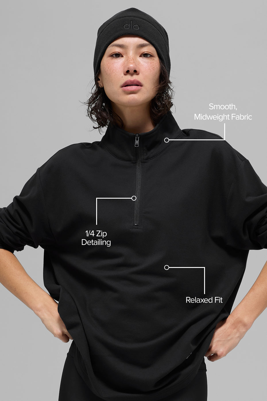 Alo Yoga Double Take Long Sleeve 1/4 Zip - Black - imagen 2