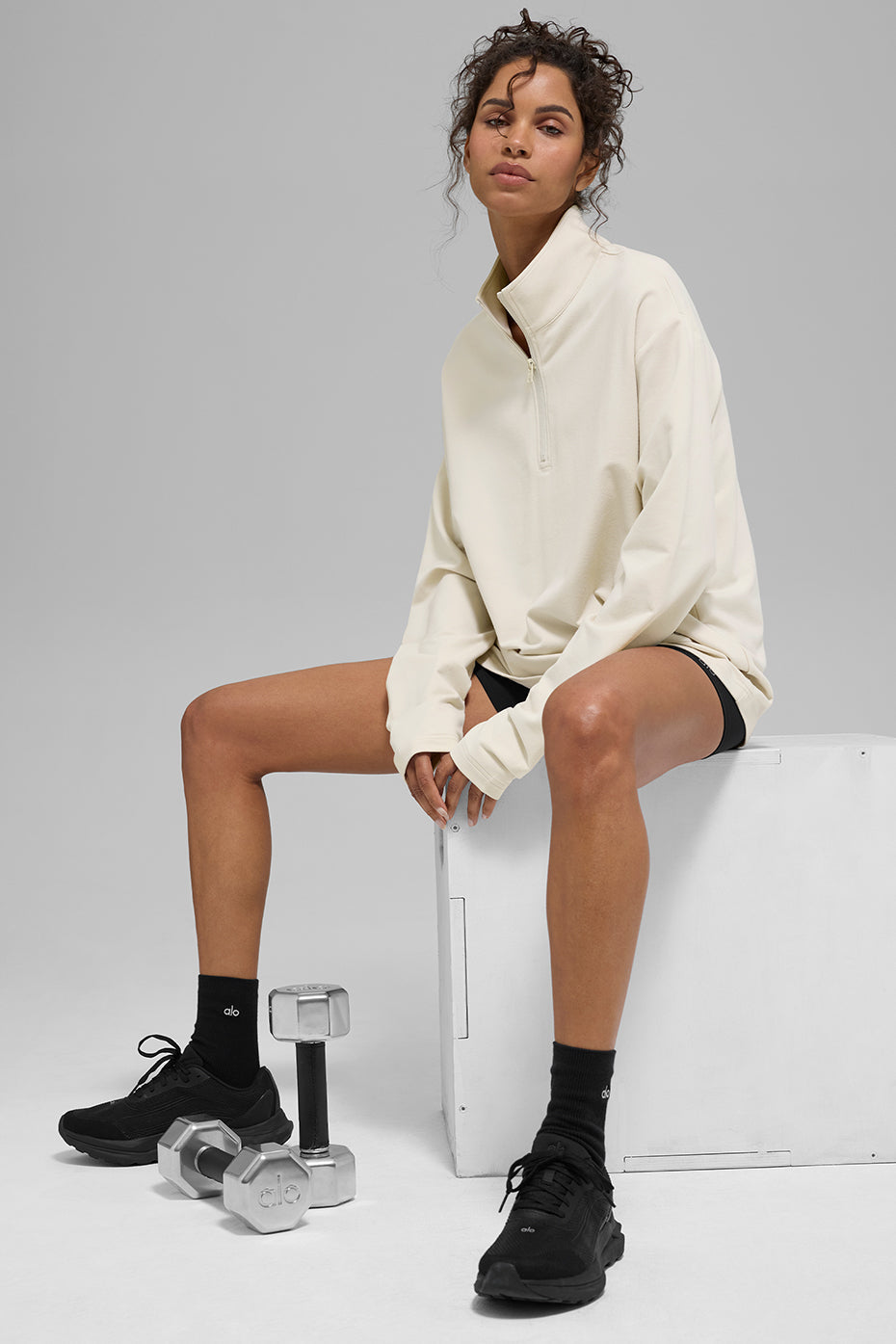 Alo Yoga Double Take Long Sleeve 1/4 Zip - Bone - imagen 5