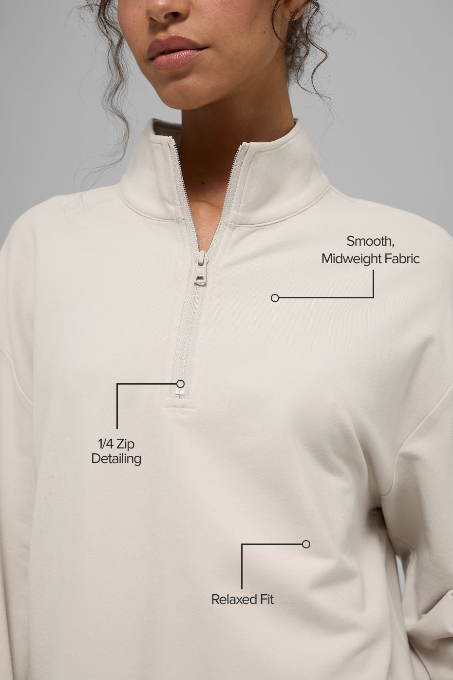 Alo Yoga Double Take Long Sleeve 1/4 Zip - Bone - imagen 2