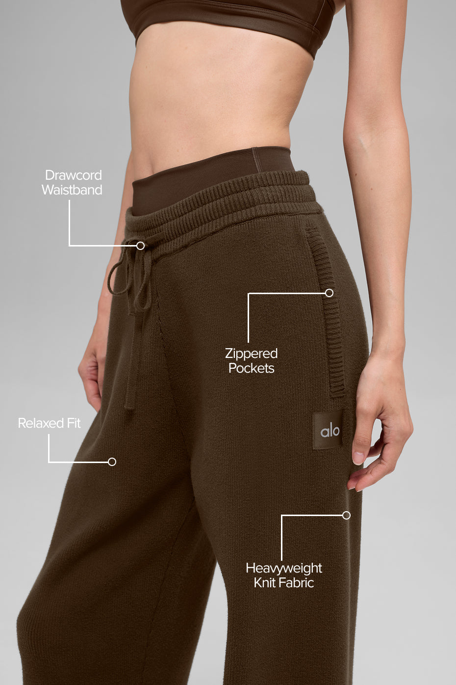 Alo Yoga Scholar Straight Leg Sweatpant - Espresso - imagen 2