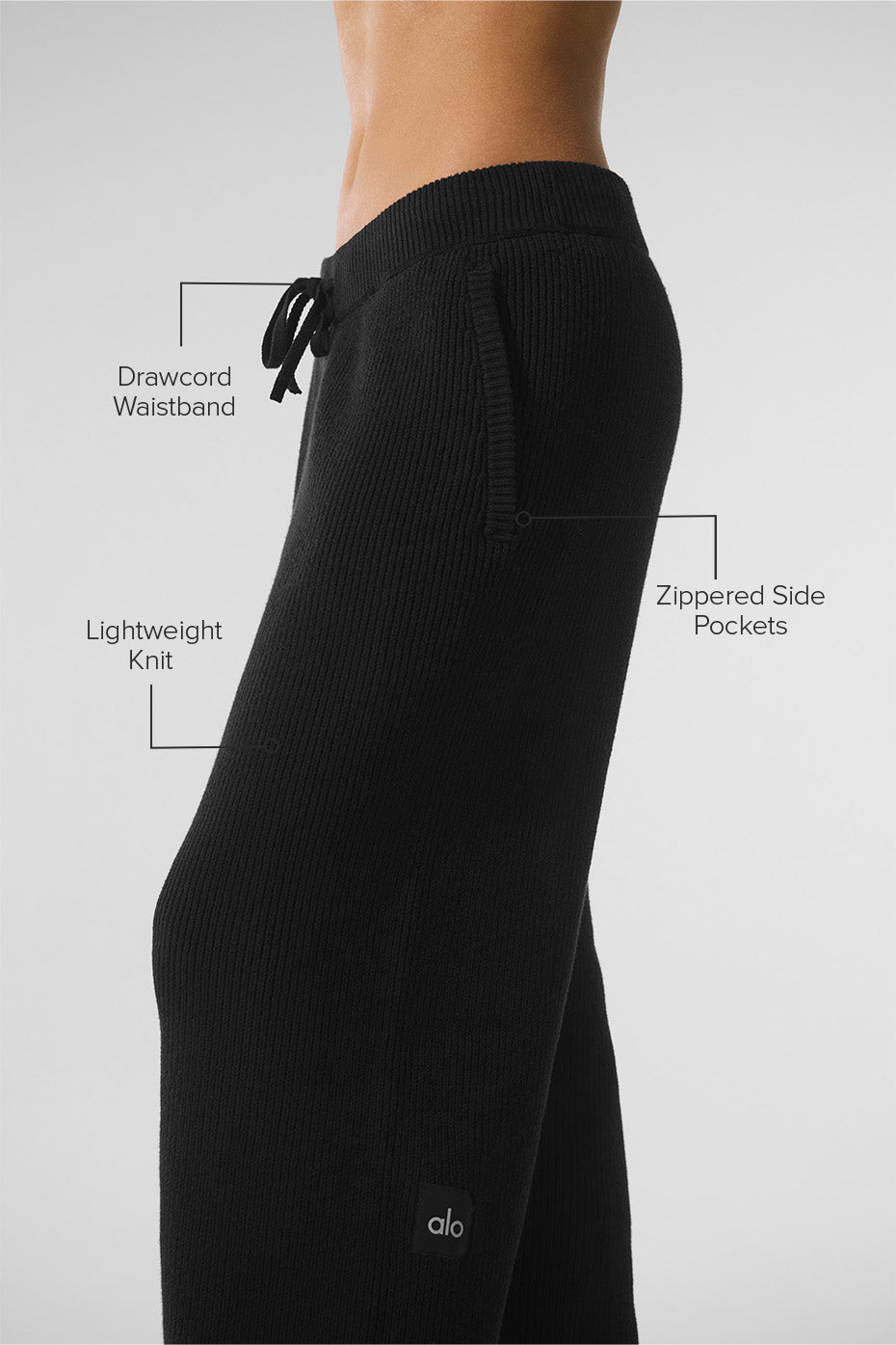 Alo Yoga Domain Rib Knit Sweatpant - Black - imagen 2