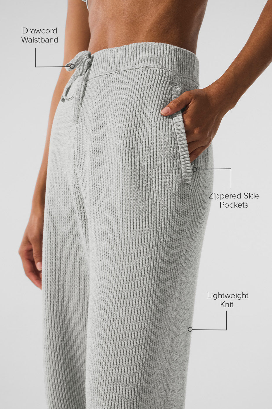 Alo Yoga Domain Rib Knit Sweatpant - Athletic Heather Grey - imagen 2