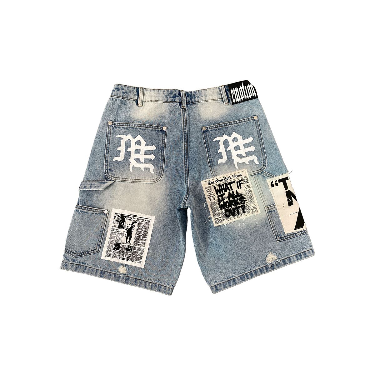 Mixed Emotion Blue AI Denim Shorts “Any Means Possible”