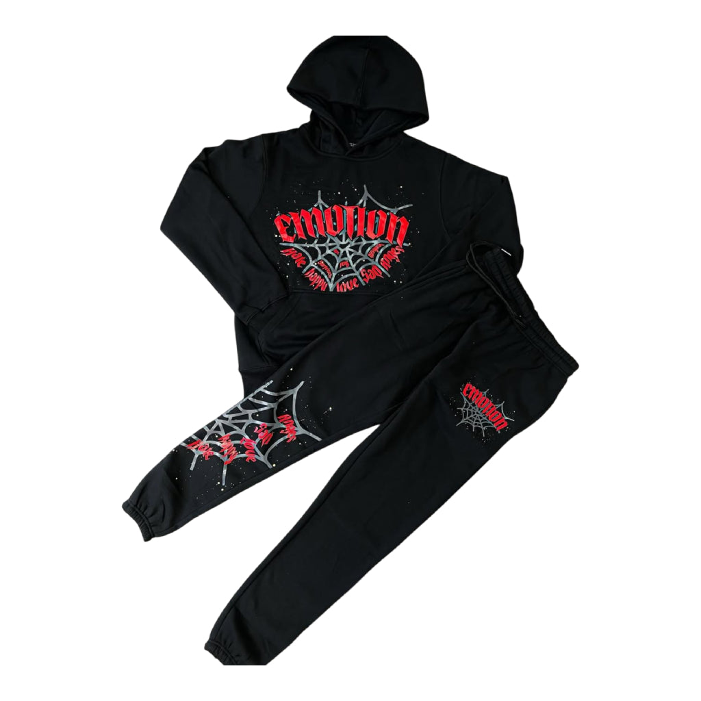 Mixed Emotional Black Spiderweb Tracksuit