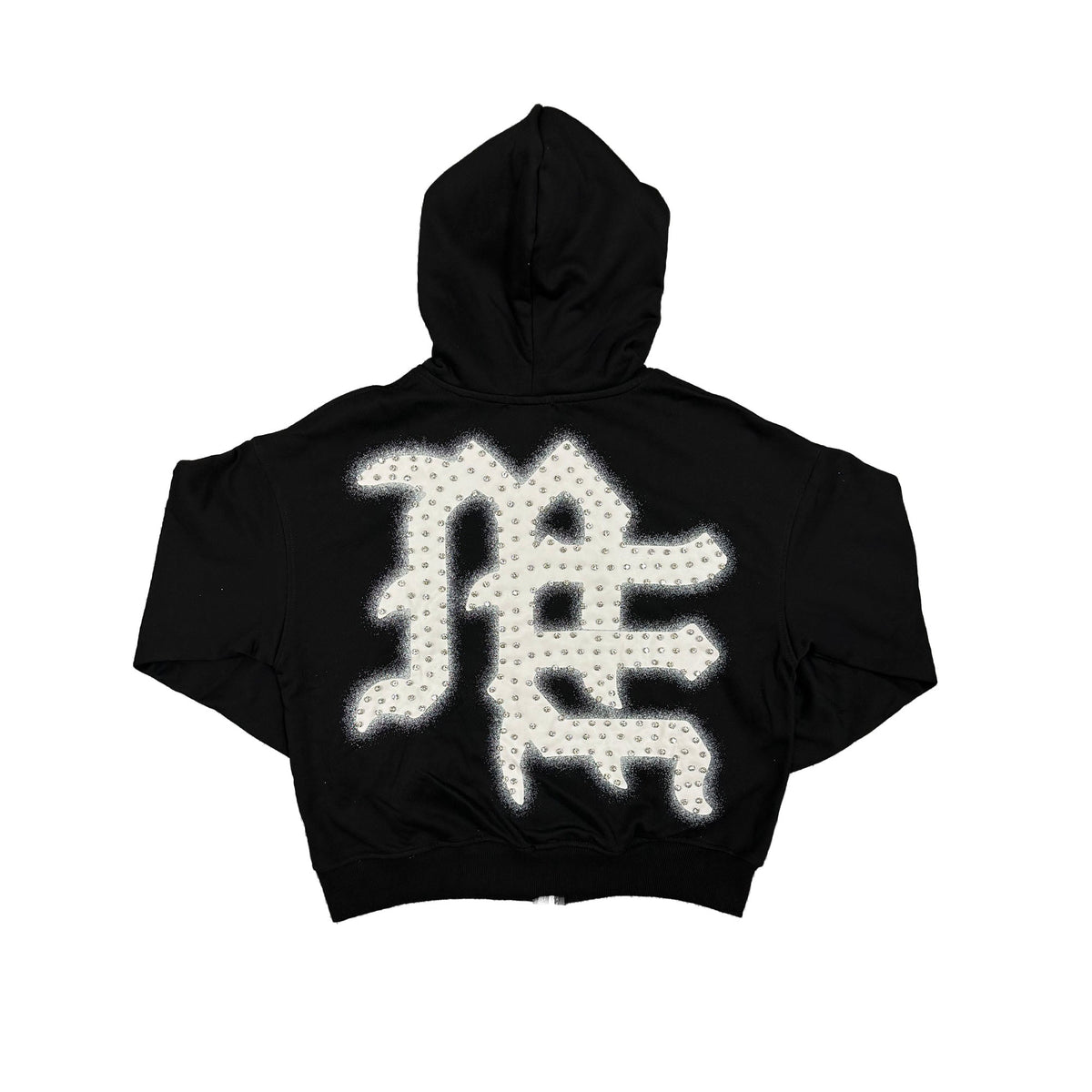 Mixed Emotional End Rhinestone Black Hoodie