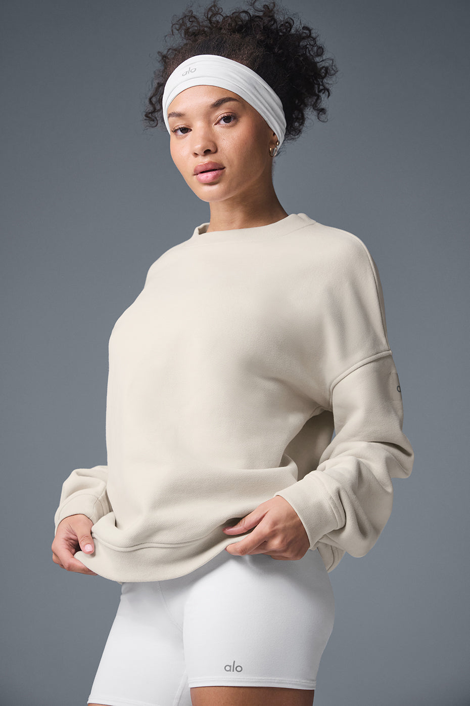 Alo Yoga Renown Heavy Weight Crew Neck Pullover - Bone - imagen 1