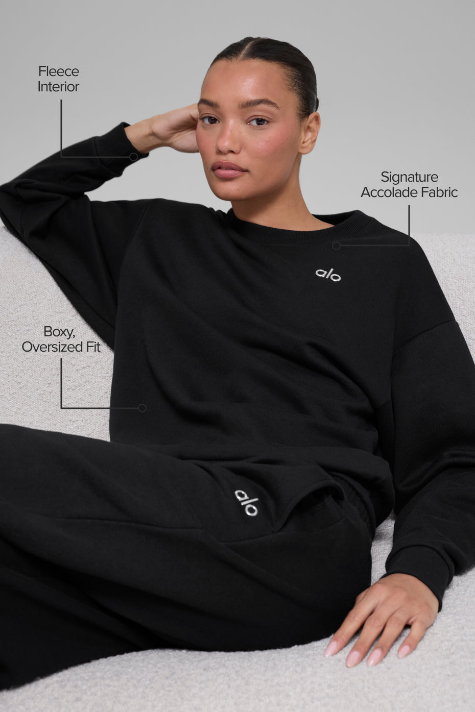 Alo Yoga Accolade Crew Neck Pullover - Black - imagen 2