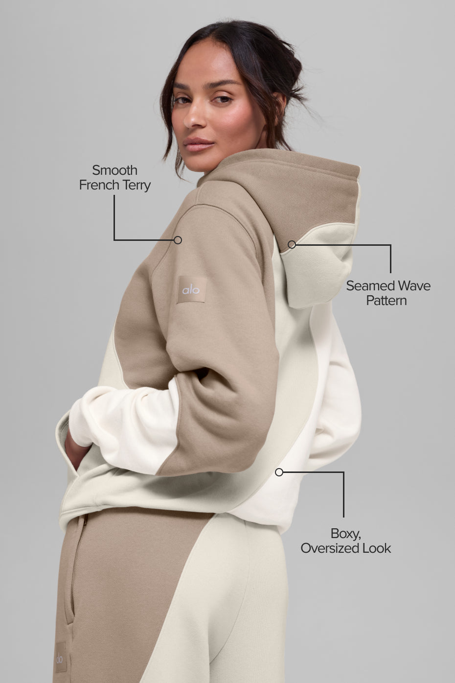 Alo Yoga Make Waves Hoodie - Ivory/Bone/Gravel - imagen 2