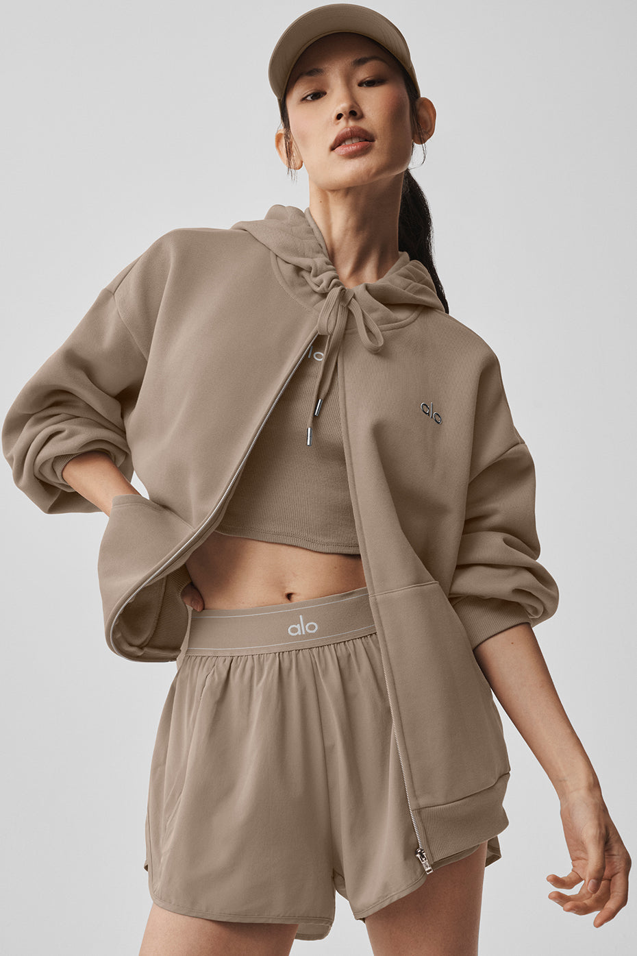 Alo Yoga Accolade Full Zip Hoodie - Gravel - imagen 1