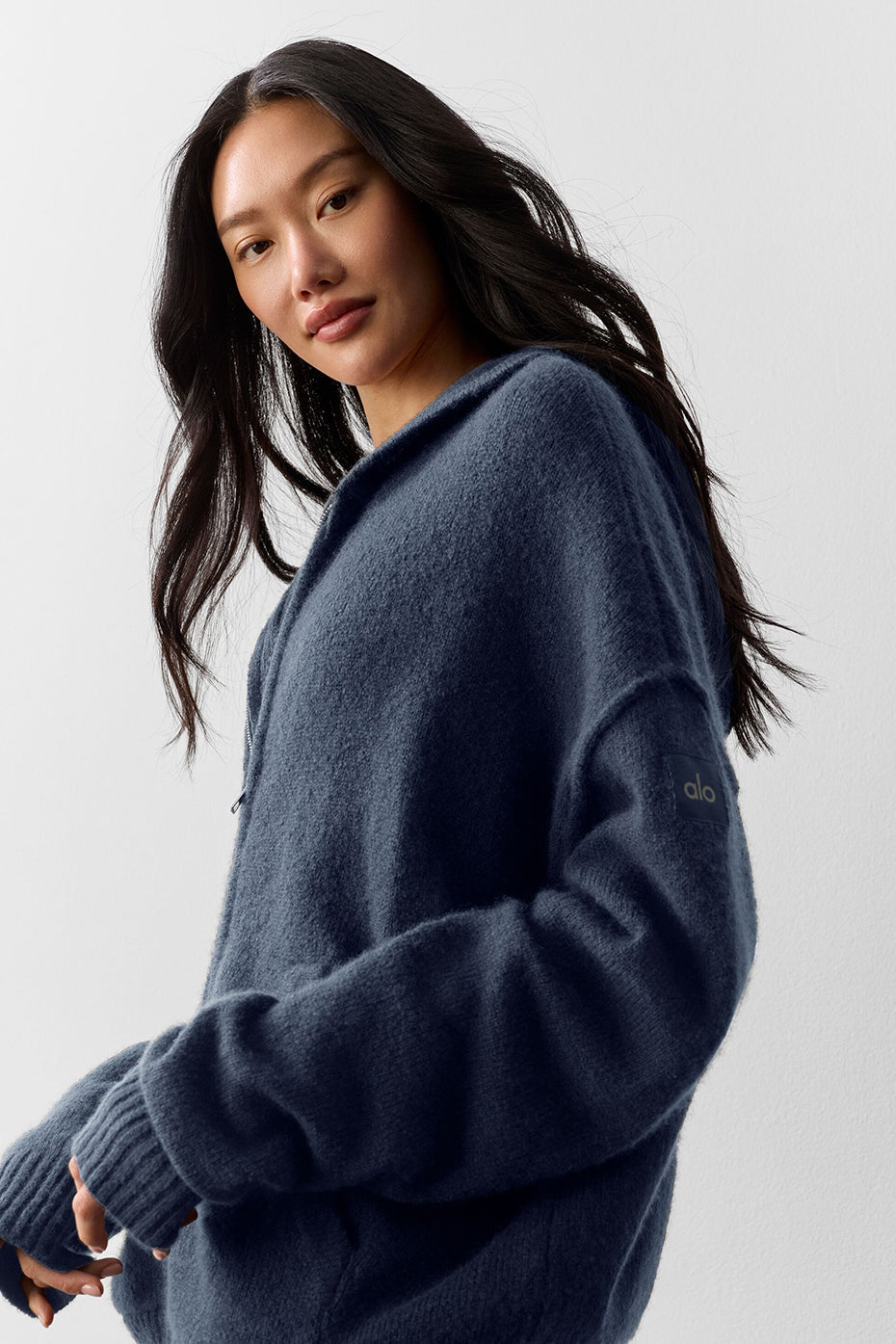 Alo Yoga Wool Cashmere New Class Full Zip Hoodie - Navy - imagen 4