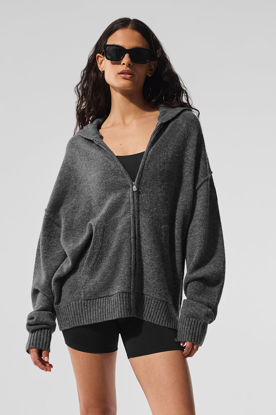 Alo Yoga Wool Cashmere New Class Full Zip Hoodie - Platinum Grey - imagen 1