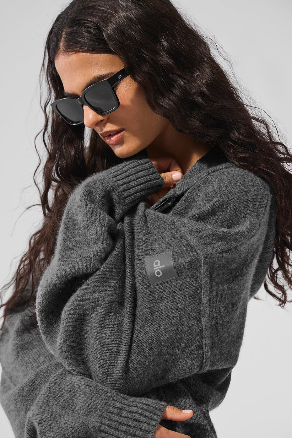 Alo Yoga Wool Cashmere New Class Full Zip Hoodie - Platinum Grey - imagen 4