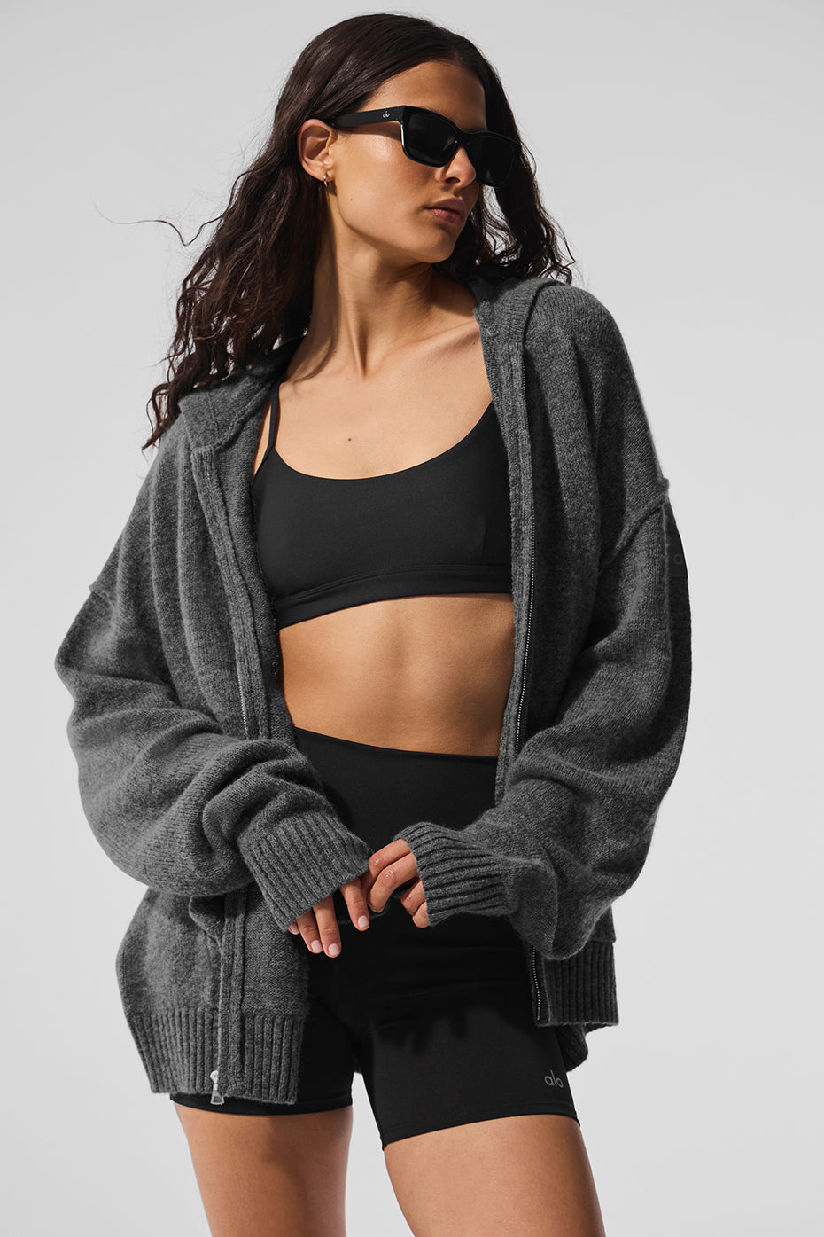 Alo Yoga Wool Cashmere New Class Full Zip Hoodie - Platinum Grey - imagen 5