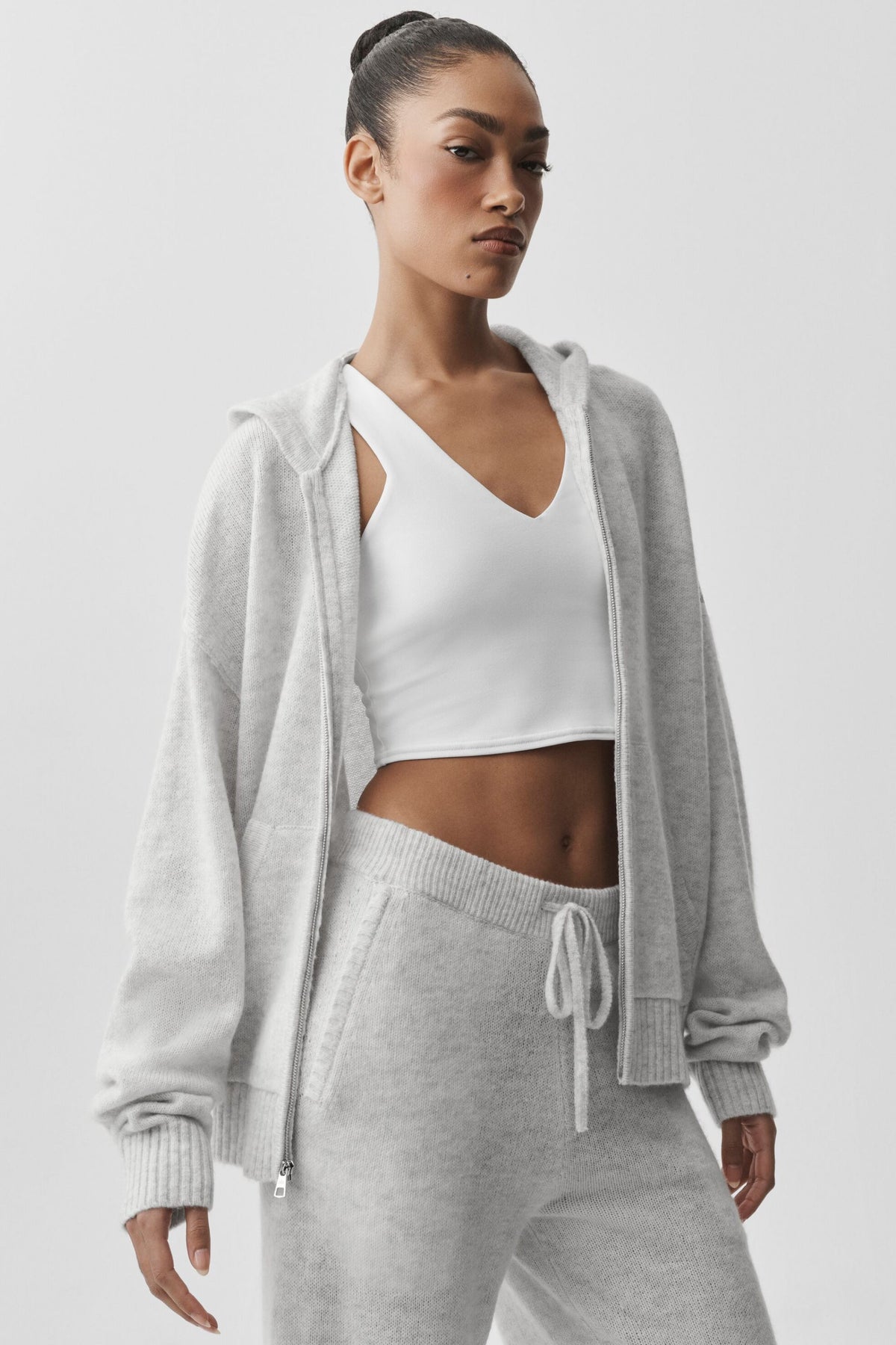 Alo Yoga Wool Cashmere New Class Full Zip Hoodie - White Heather - imagen 1