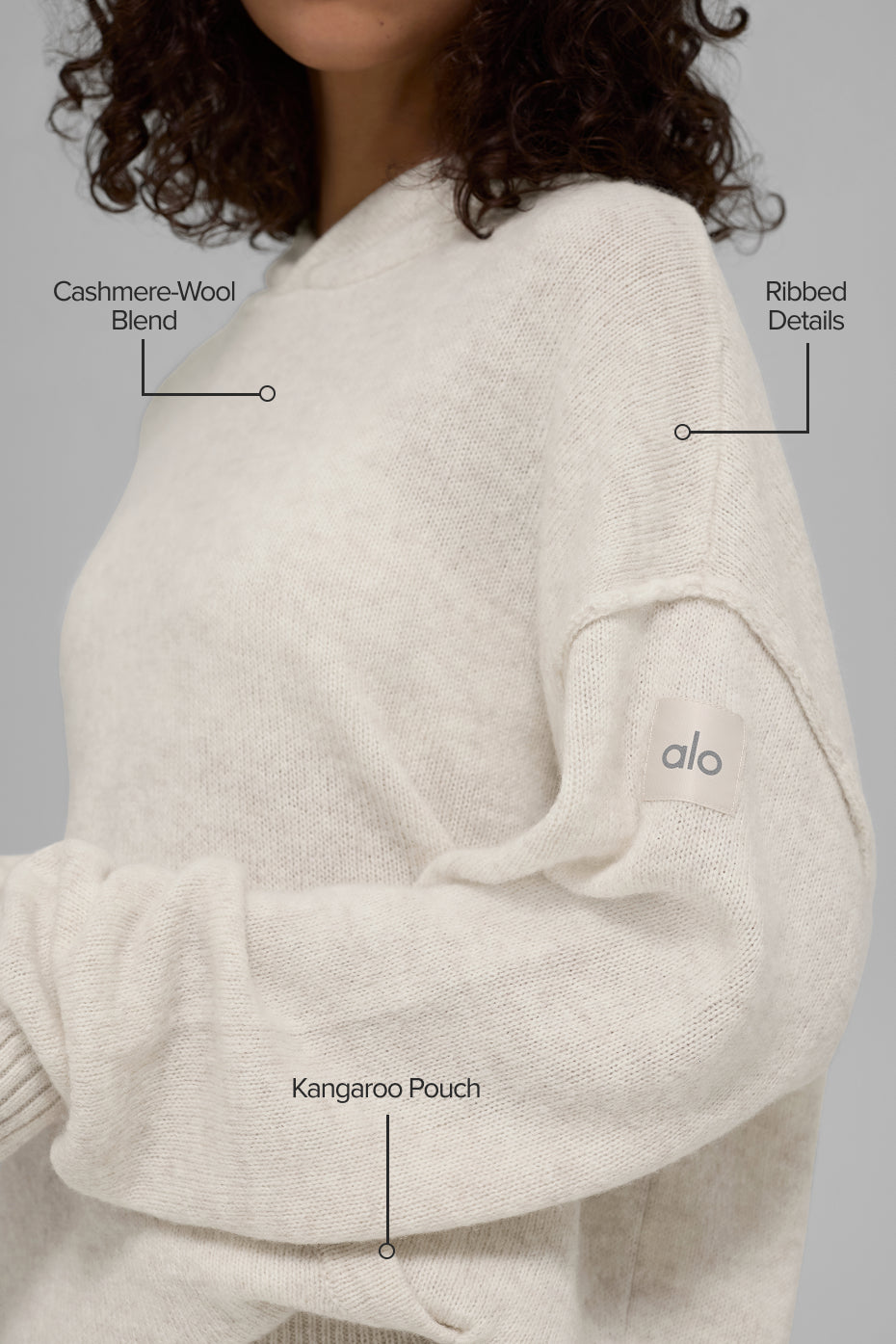 Alo Yoga Wool Cashmere New Class Hoodie - Bone Heather - imagen 2