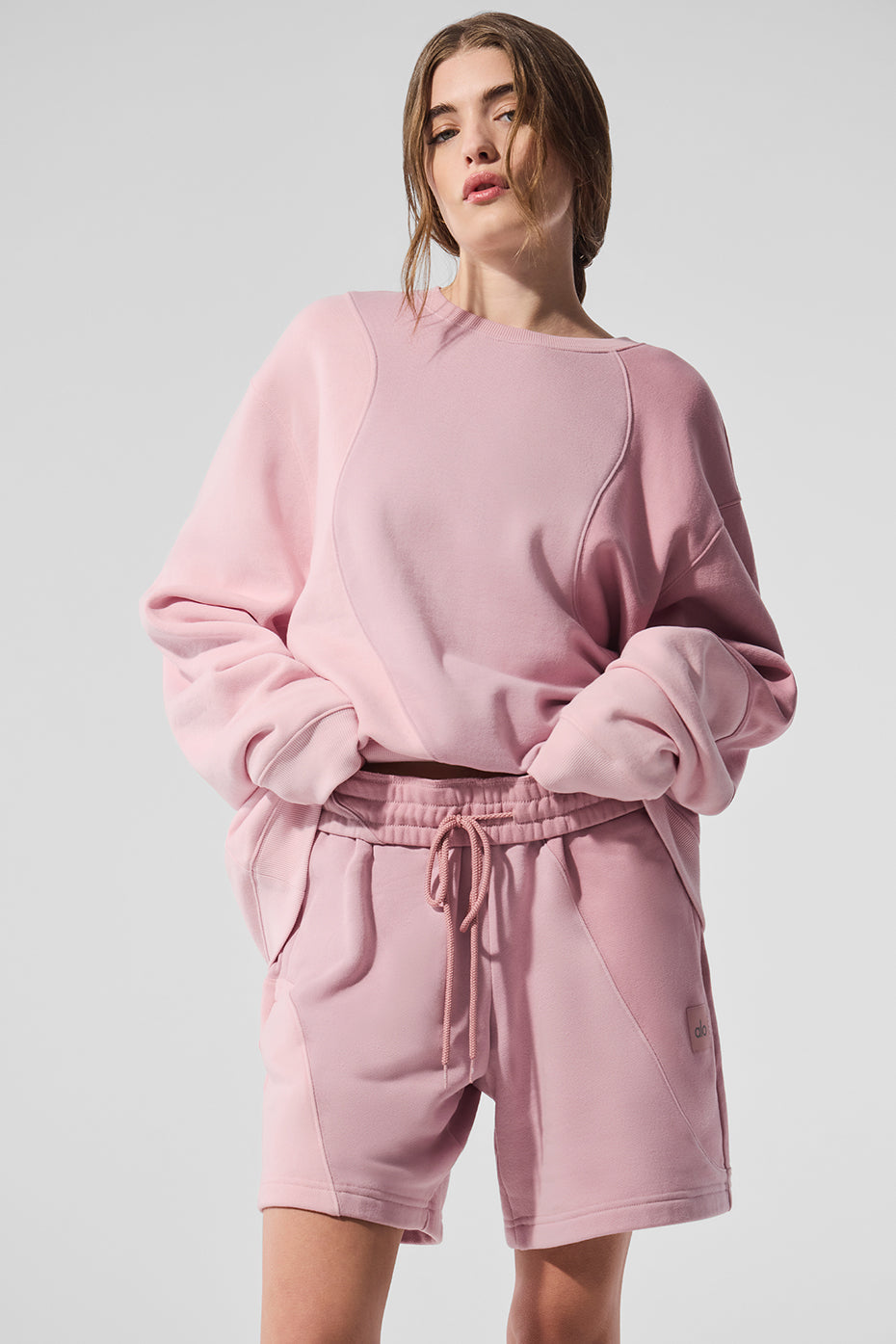 Alo Yoga Make Waves Crew Neck Pullover - Sunset Pink Tonal - imagen 4