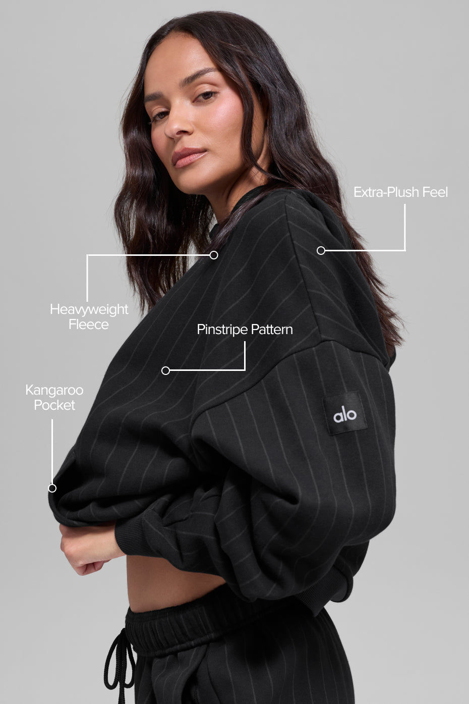 Alo Yoga Pinstripe Hoodie - Black Pinstripe - imagen 2