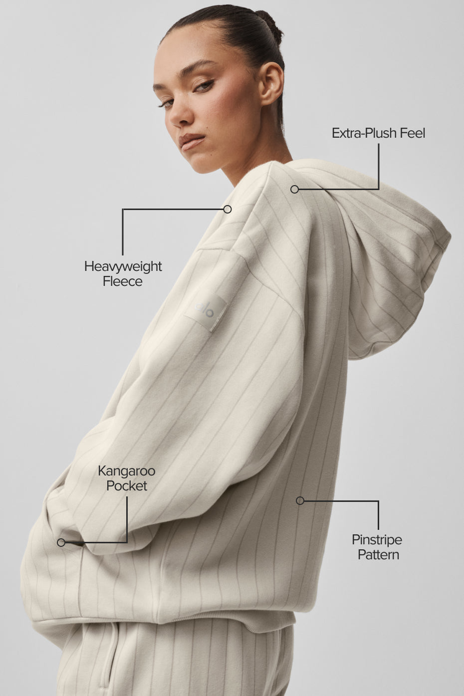 Alo Yoga Pinstripe Hoodie - Bone Pinstripe - imagen 2