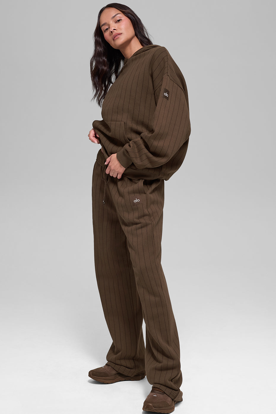 Alo Yoga Pinstripe Hoodie - Espresso Pinstripe - imagen 5
